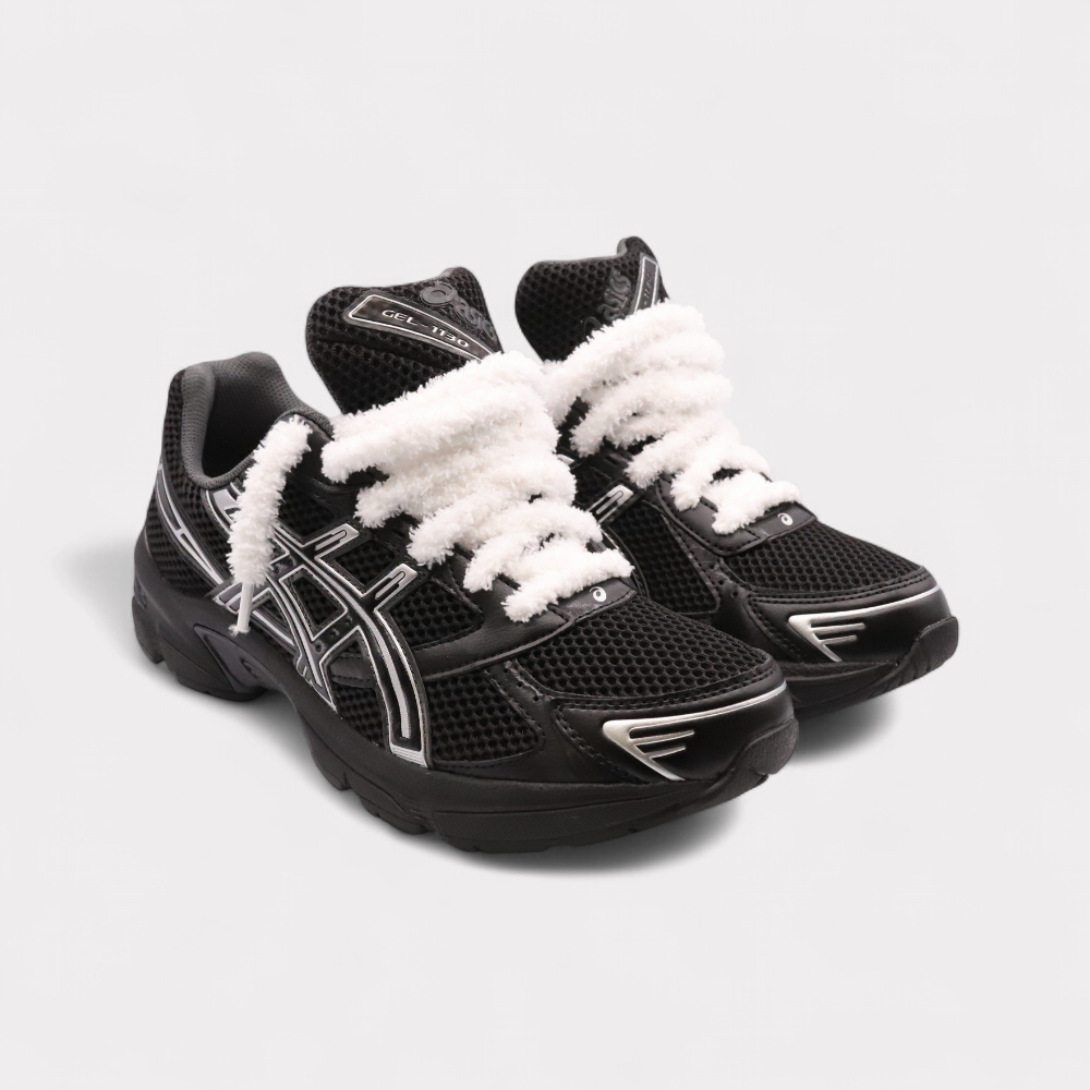 Asics Gel-1130 Black Pure Silver - Fluffy Laces White