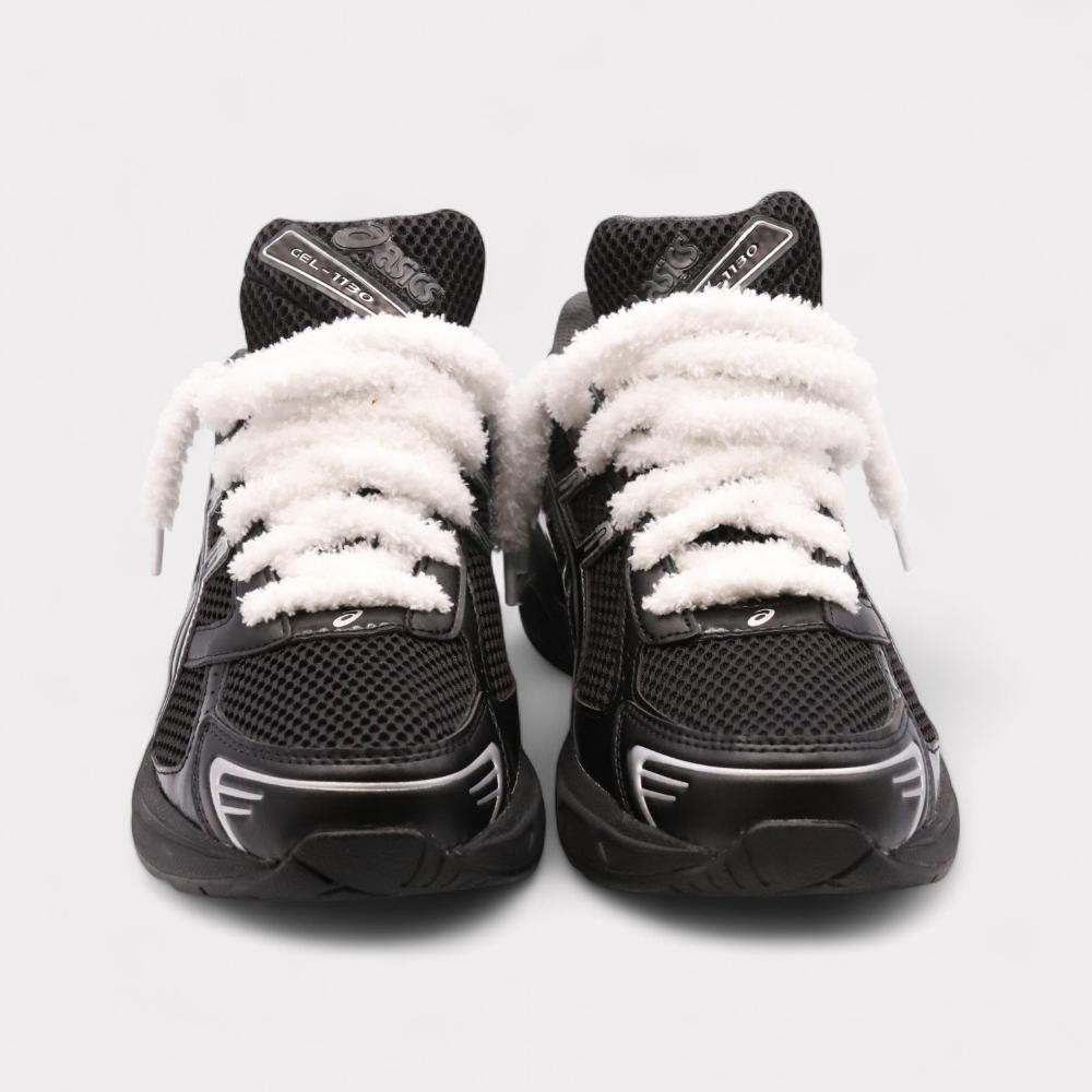 Asics Gel-1130 Black Pure Silver - Fluffy Laces White