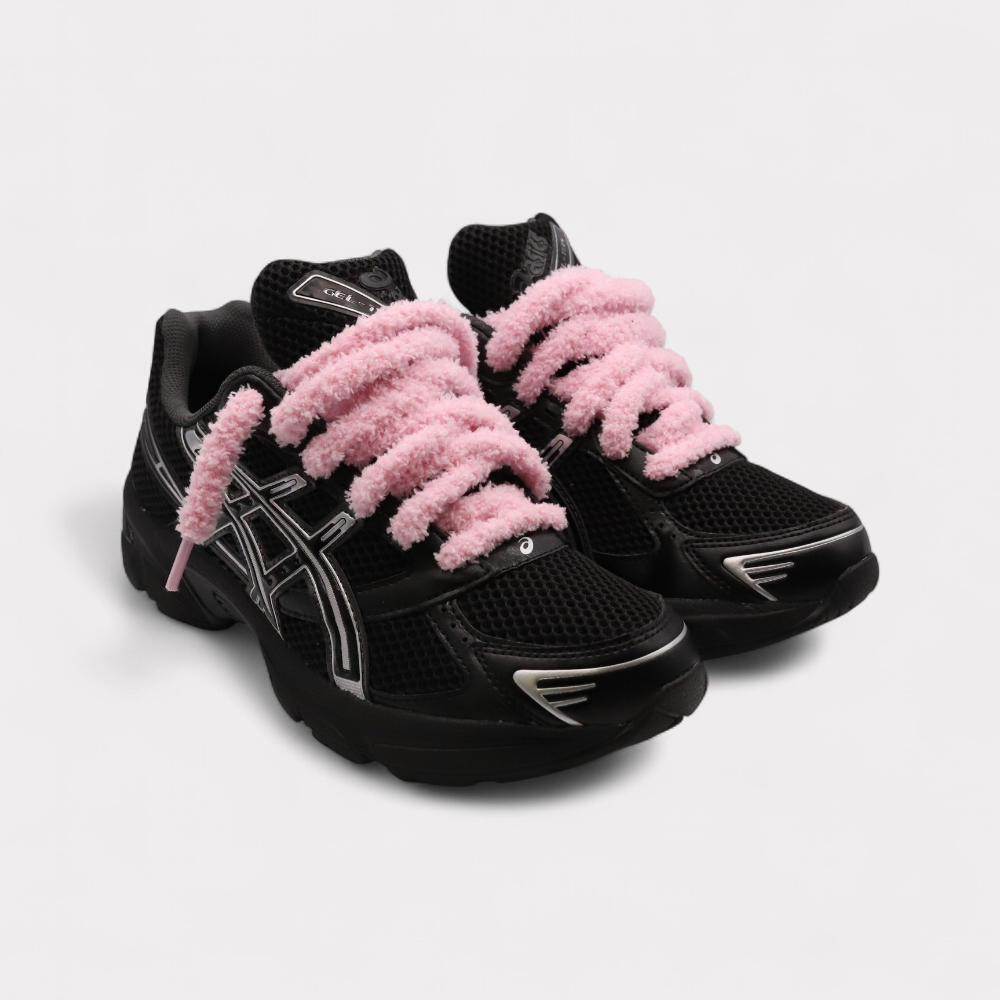 Asics Gel-1130 Black Pure Silver - Fluffy Laces Pink